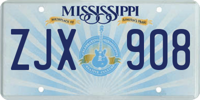 MS license plate ZJX908