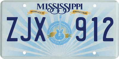 MS license plate ZJX912