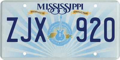 MS license plate ZJX920