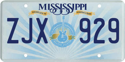MS license plate ZJX929