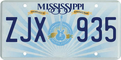 MS license plate ZJX935