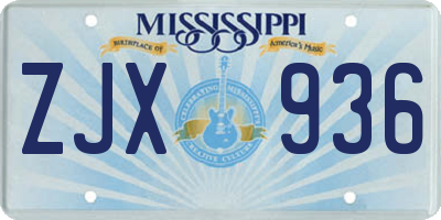 MS license plate ZJX936