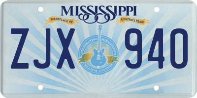 MS license plate ZJX940