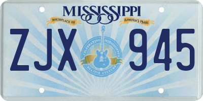 MS license plate ZJX945