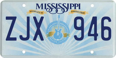 MS license plate ZJX946