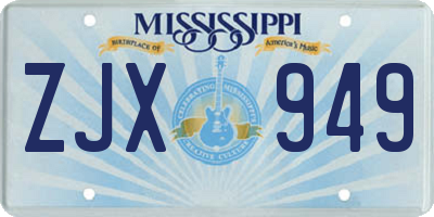 MS license plate ZJX949