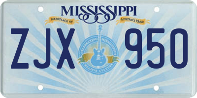 MS license plate ZJX950