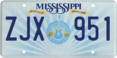 MS license plate ZJX951