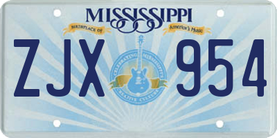 MS license plate ZJX954