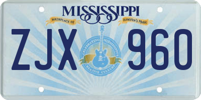 MS license plate ZJX960