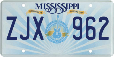 MS license plate ZJX962