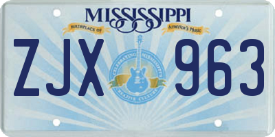 MS license plate ZJX963