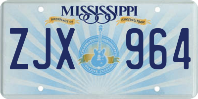 MS license plate ZJX964