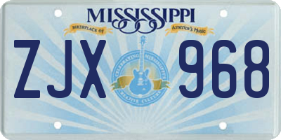 MS license plate ZJX968