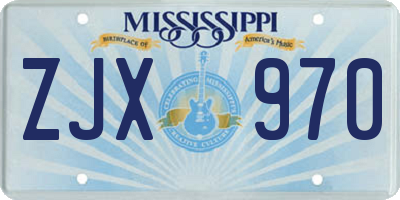 MS license plate ZJX970