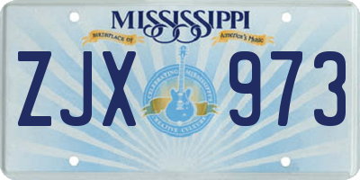 MS license plate ZJX973