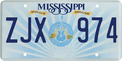 MS license plate ZJX974