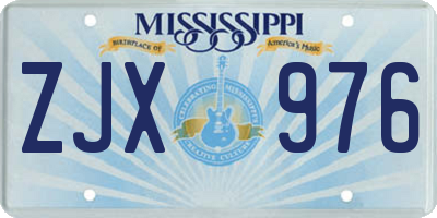 MS license plate ZJX976