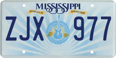 MS license plate ZJX977
