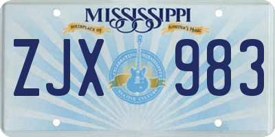 MS license plate ZJX983