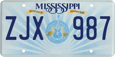 MS license plate ZJX987