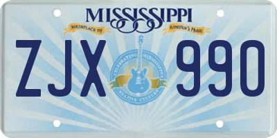 MS license plate ZJX990