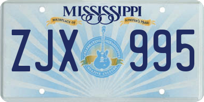MS license plate ZJX995