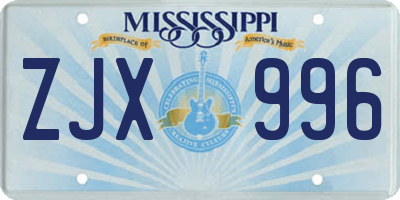 MS license plate ZJX996