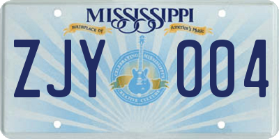 MS license plate ZJY004