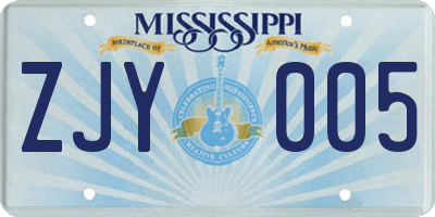 MS license plate ZJY005