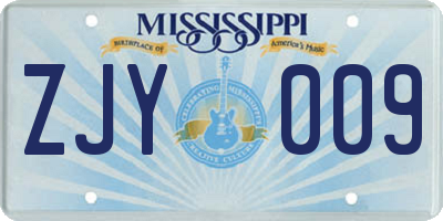 MS license plate ZJY009