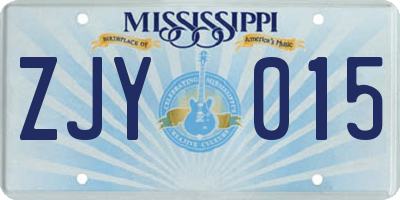 MS license plate ZJY015