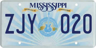 MS license plate ZJY020