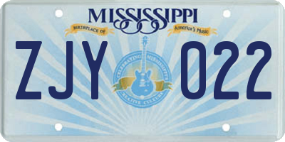 MS license plate ZJY022