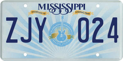 MS license plate ZJY024