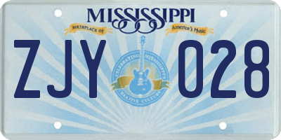 MS license plate ZJY028