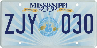 MS license plate ZJY030