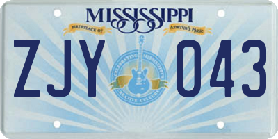 MS license plate ZJY043
