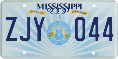 MS license plate ZJY044