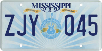 MS license plate ZJY045