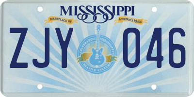 MS license plate ZJY046