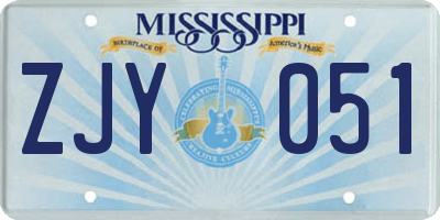 MS license plate ZJY051