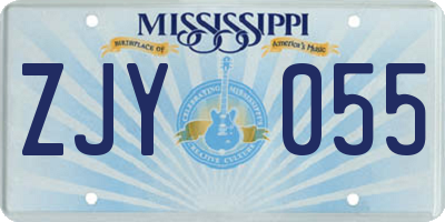 MS license plate ZJY055