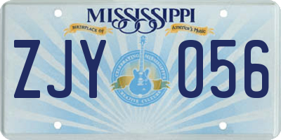 MS license plate ZJY056