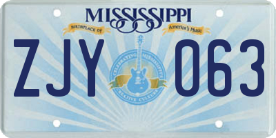 MS license plate ZJY063