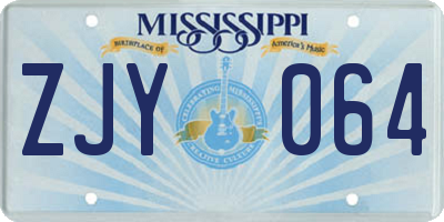 MS license plate ZJY064