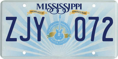 MS license plate ZJY072