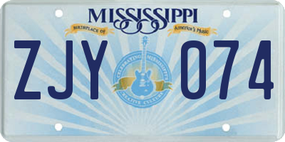 MS license plate ZJY074