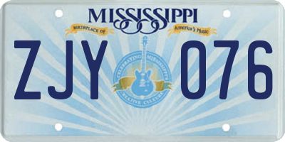 MS license plate ZJY076