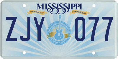 MS license plate ZJY077